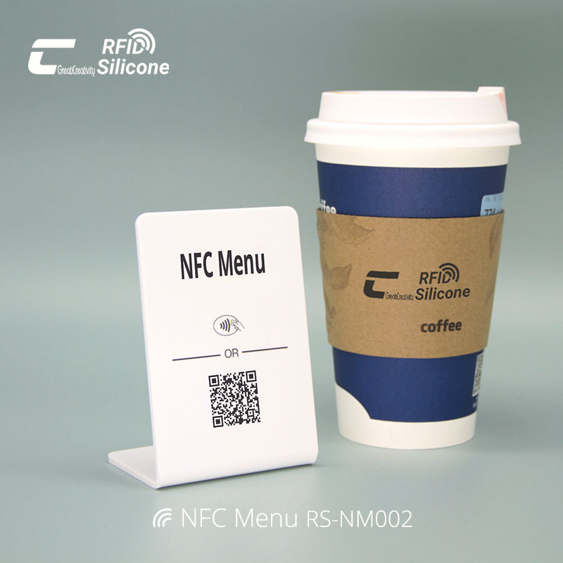 Touchless L Shaped Acrylic NFC Menu Holder Table NFC Menu Tags