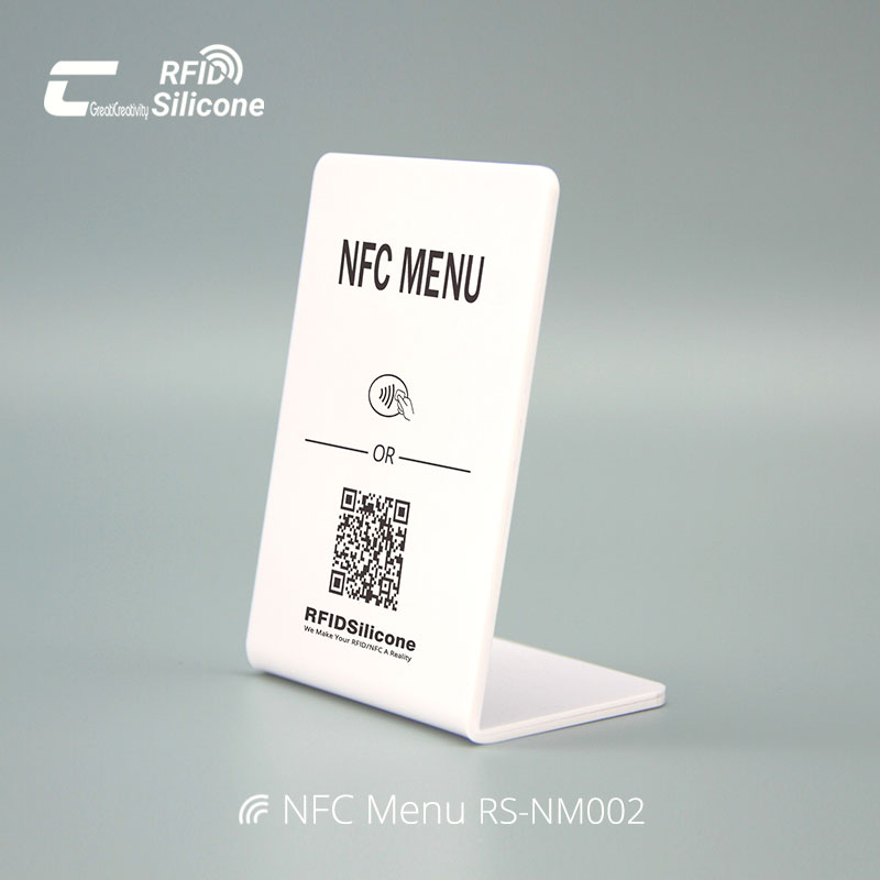 Touchless L Shaped Acrylic NFC Menu Holder Table NFC Menu Tags