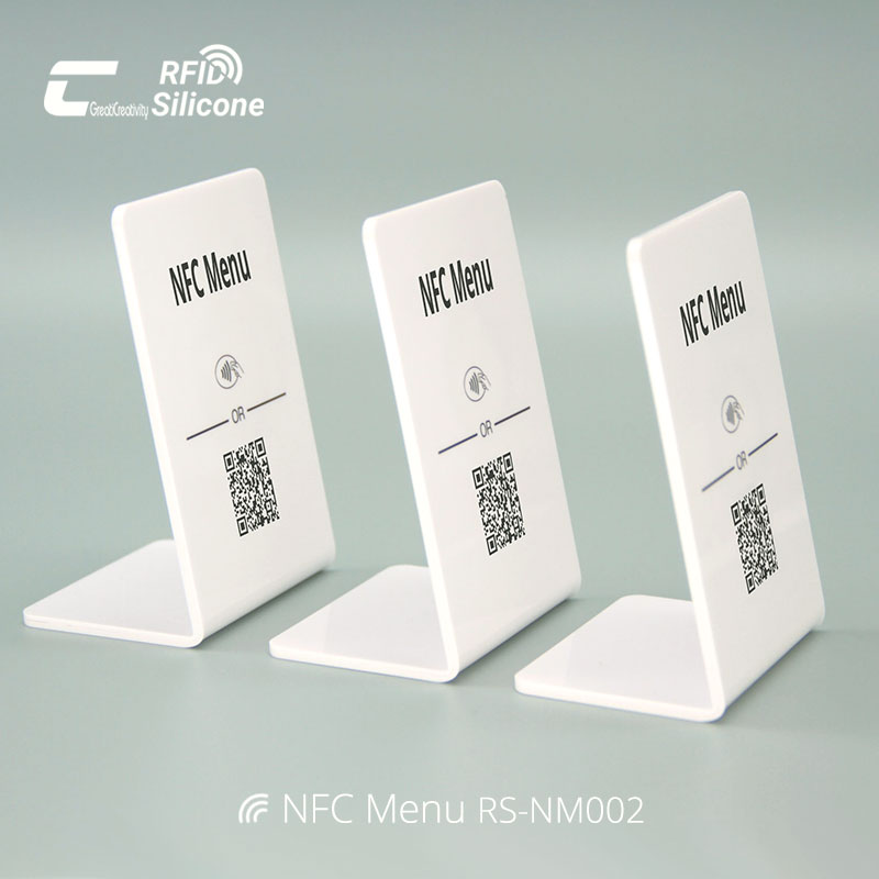 Touchless L Shaped Acrylic NFC Menu Holder Table NFC Menu Tags