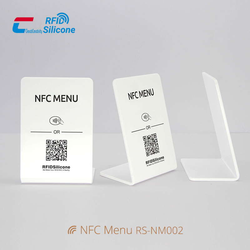 Touchless L Shaped Acrylic NFC Menu Holder Table NFC Menu Tags