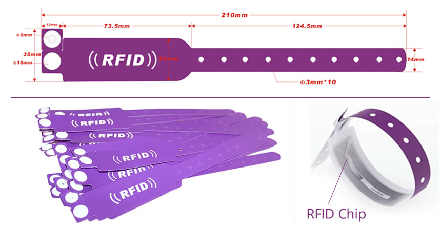 Size of Anti-tamper Paper RFID Wristbands RS-PW001
