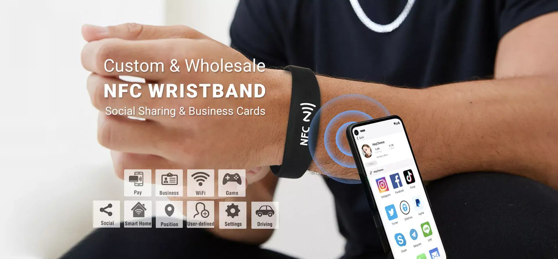 Custom NFC Bracelets for Social & Business