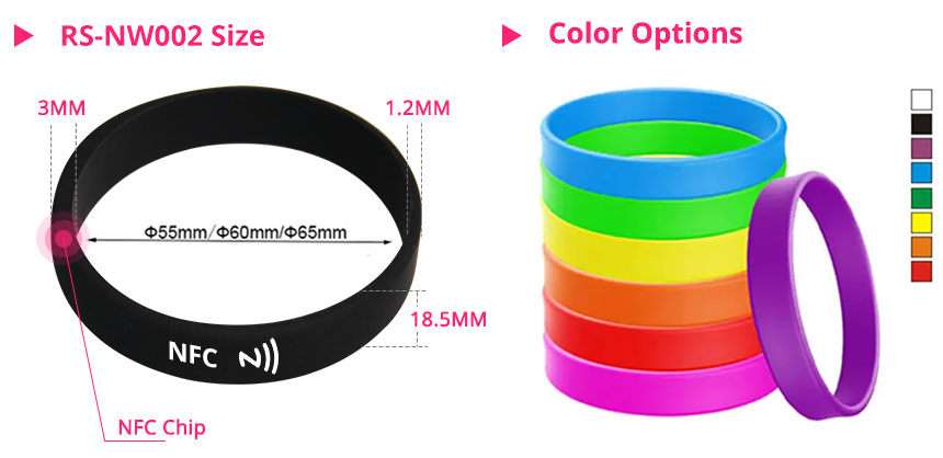 RFID NFC silicone wristband RS-NW002 as thin as 1.2MM