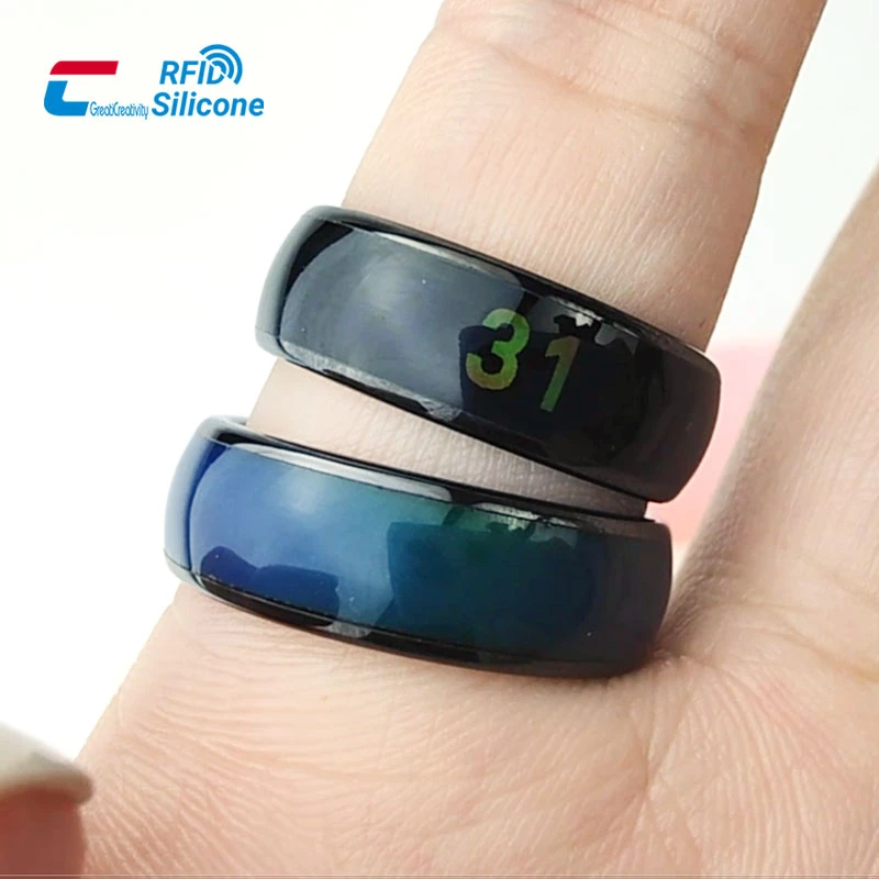 Custom Smart NFC Chip Ring Temperature Sensing Color Change