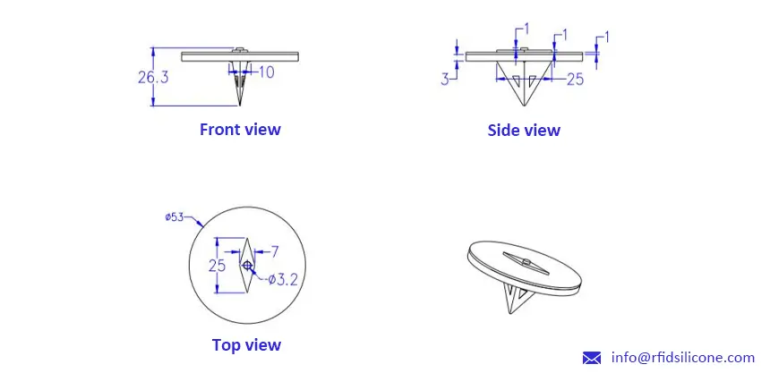 RFIDSilicone UHF RFID Nail Tag Size