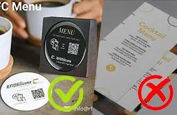 Epoxy Menu NFC tag reduces cost and paper waste