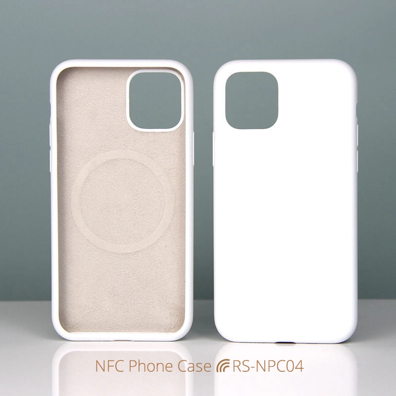 White Silicone NFC Phone Case for iPhone with Magnetic Suction