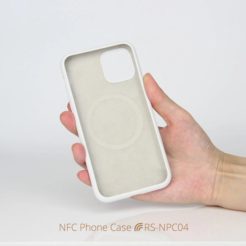 White Silicone NFC Phone Case for iPhone with Magnetic Suction