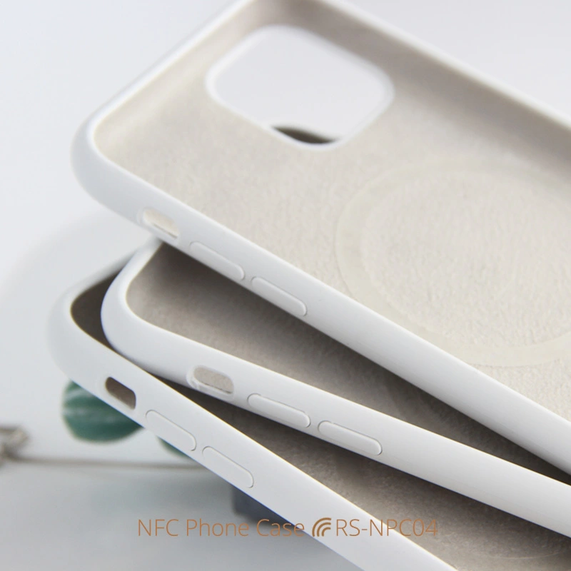 White Silicone NFC Phone Case for iPhone with Magnetic Suction