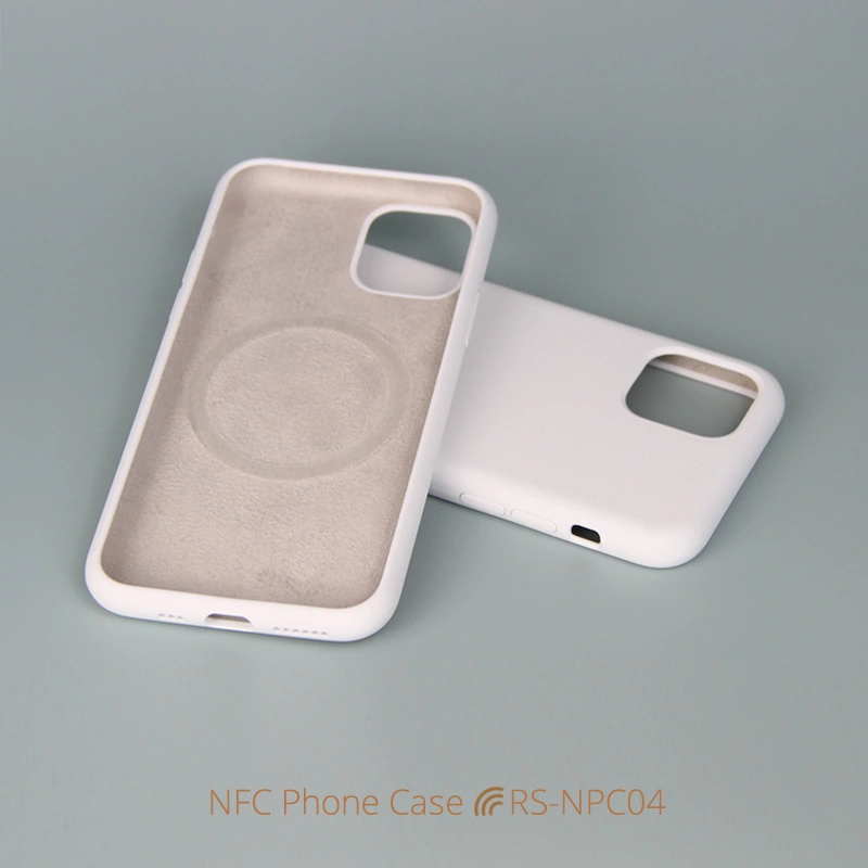 White Silicone NFC Phone Case for iPhone with Magnetic Suction