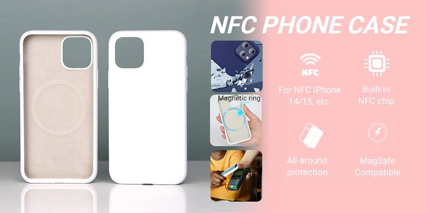 White Silicone NFC Phone Case for iPhone with Magnetic Suction