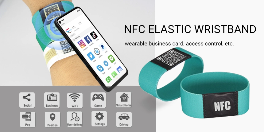 Custom NFC Bracelet NTAG213 Elastic Fabric Wristbands