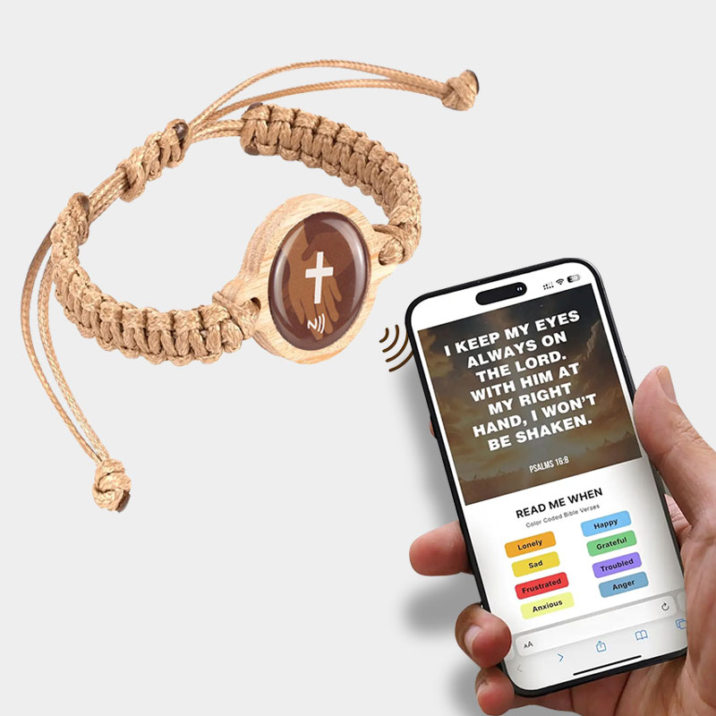 Fabric Daily Bible Verse Wristbands with NFC Wood Tag 