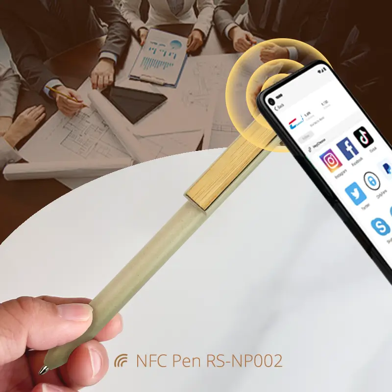 Bamboo Fiber NFC Scribe Pen Push NFC Ballpoint Pen