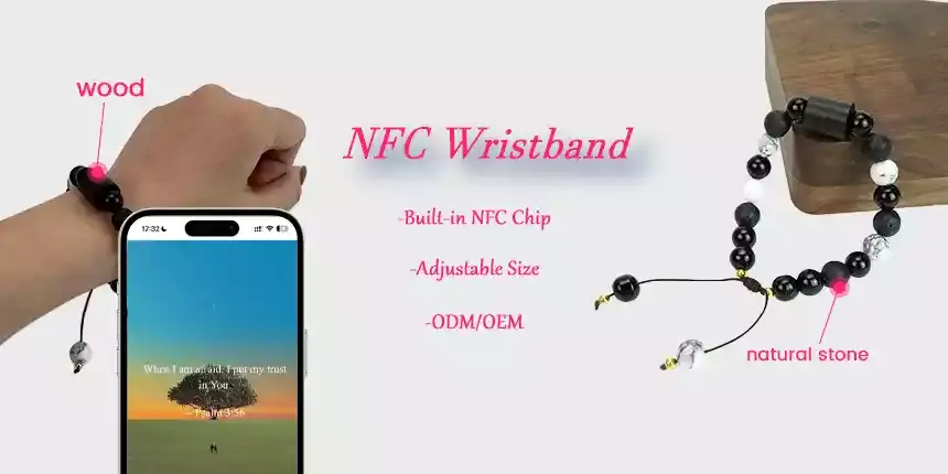 adjustable nfc chip bracelet daily bible stone wristbands rs-nw016