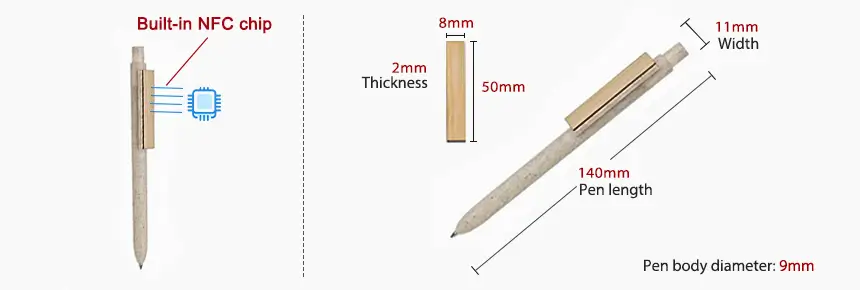 Size & design of RFIDSilicone Smart NFC Pen RS-NP003