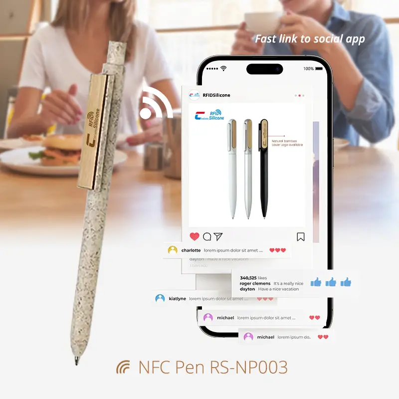 Custom Smart NFC Pen NTAG213 Wheat Straw NFC Ball Pen