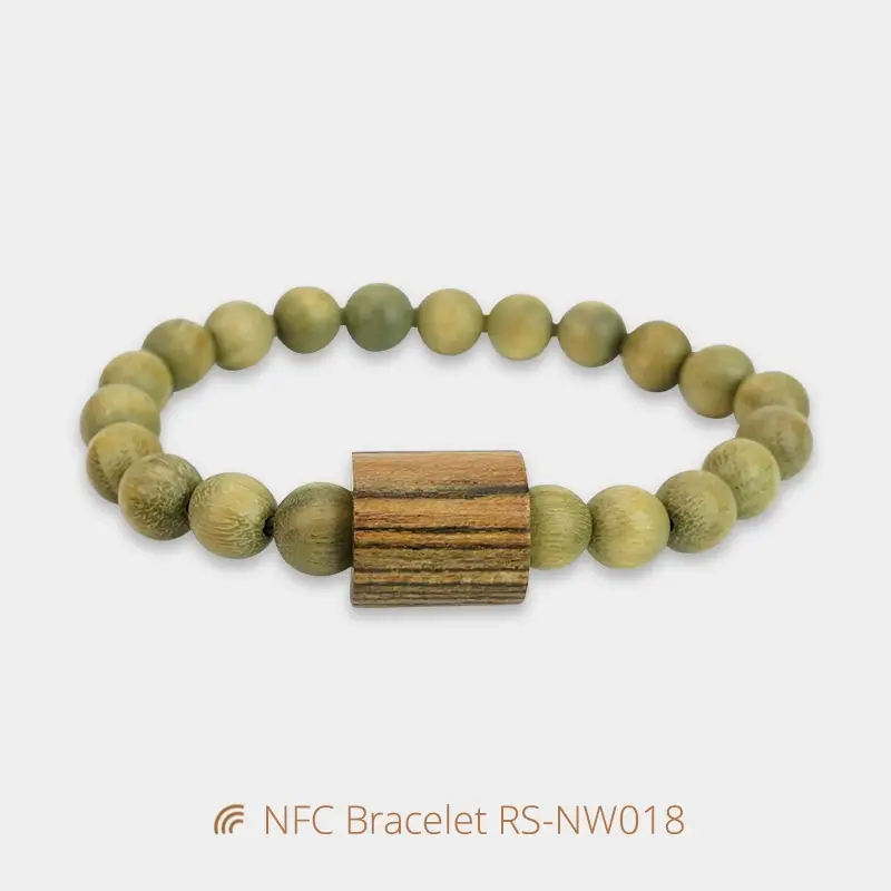 Green Sandalwood NTAG213 Wristband NFC Christian Bracelets