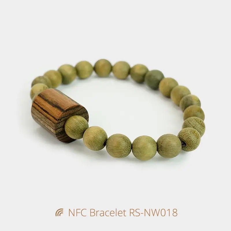 Green Sandalwood NTAG213 Wristband NFC Christian Bracelets