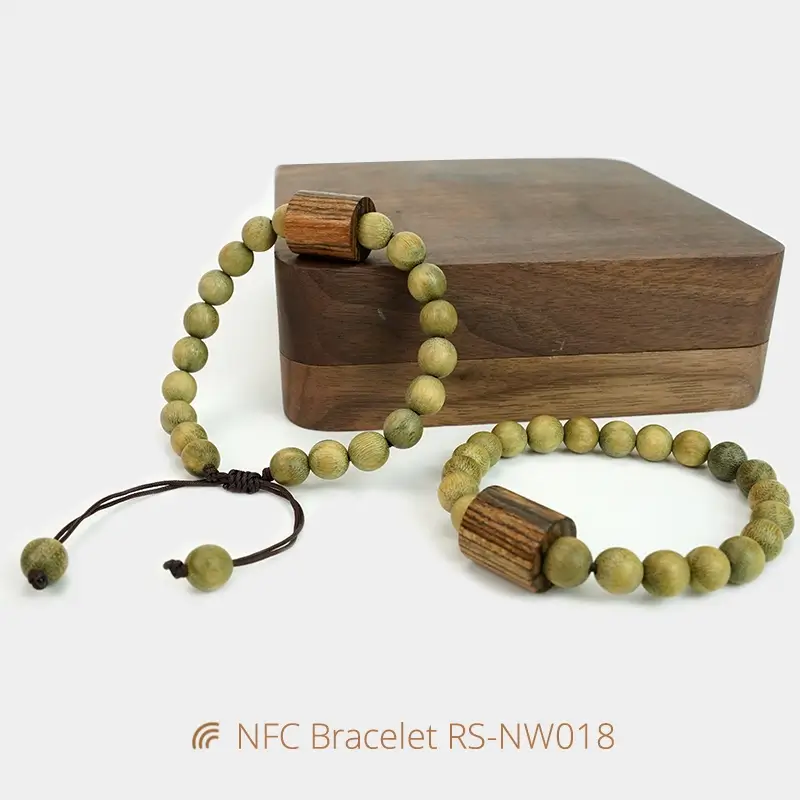 Green Sandalwood NTAG213 Wristband NFC Christian Bracelets