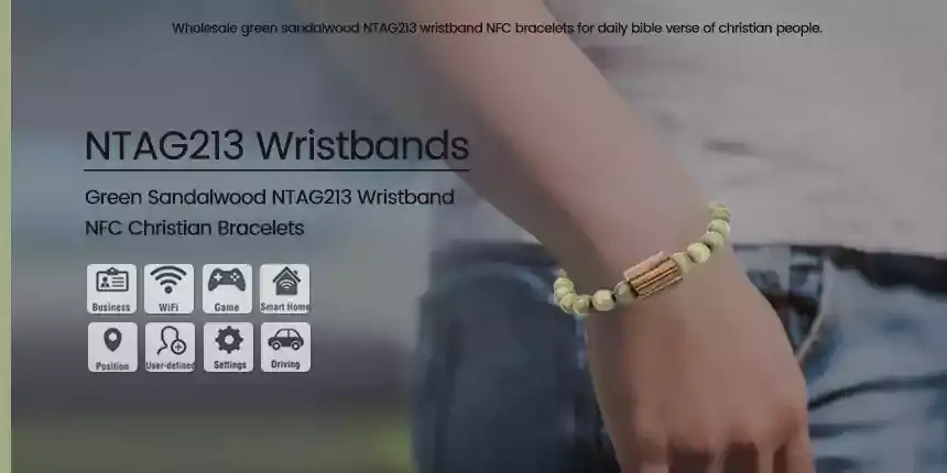 green sandalwood ntag213 wristband nfc christian bracelets