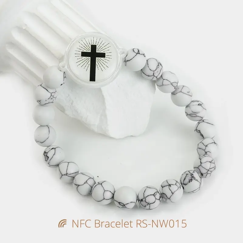 Natural Stone & Shell NFC Enabled Scripture Bracelet
