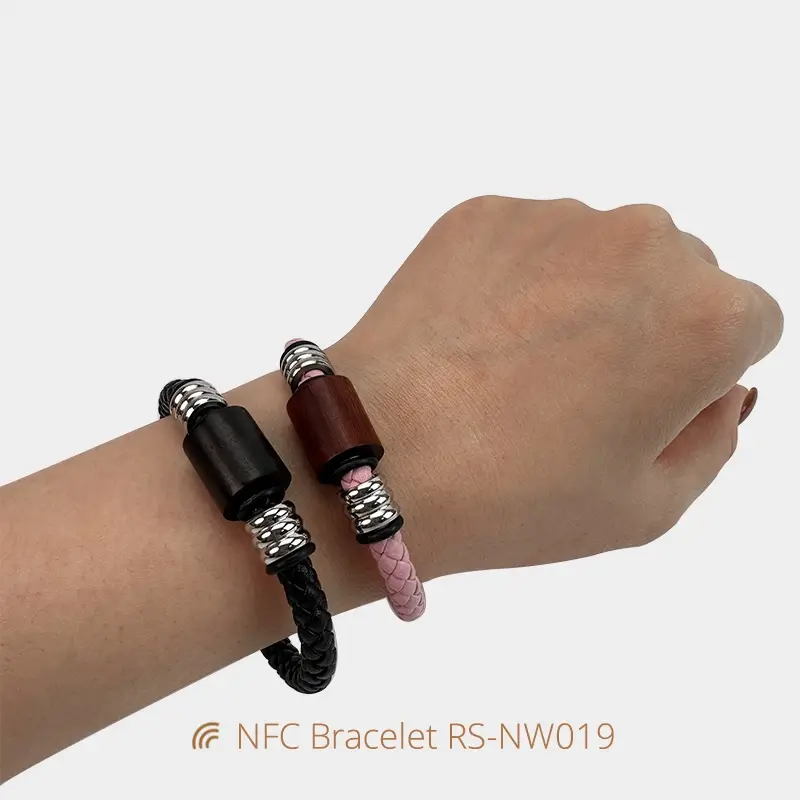 Magnetic Leather Bible Verse Scan Bracelet NFC Wristbands