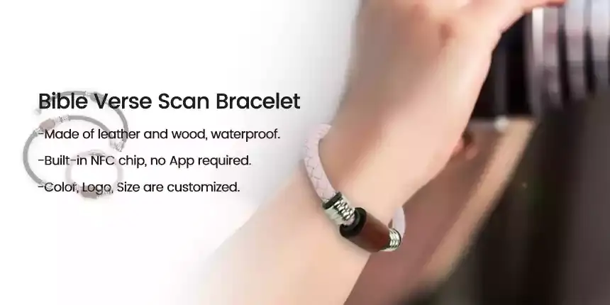 magnetic leather bible verse scan bracelet nfc wristbands