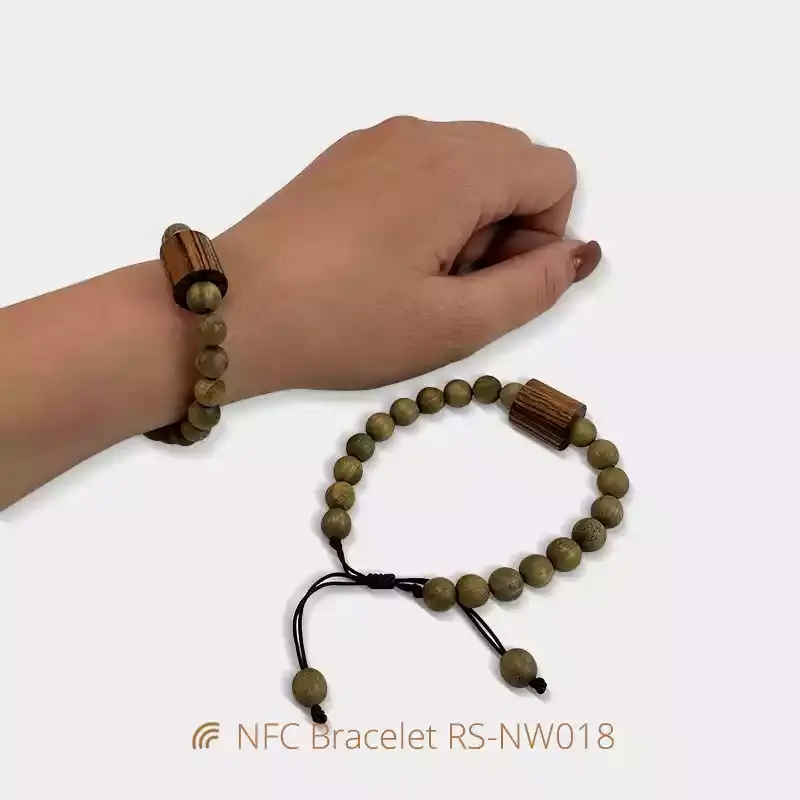 Green Sandalwood NTAG213 Wristband NFC Christian Bracelets