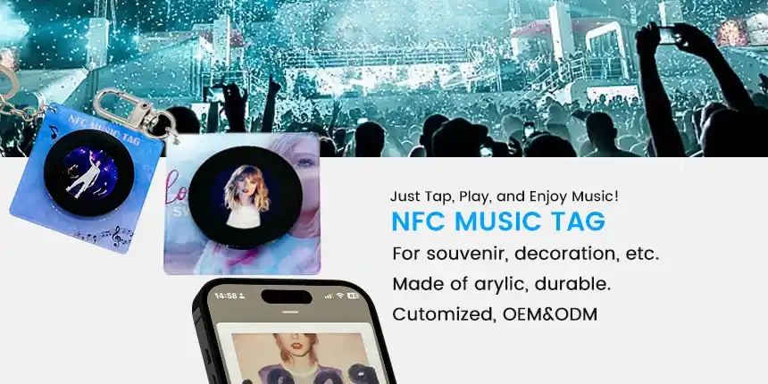 rotatable acrylic nfc music keychain mini cd nfc pendants