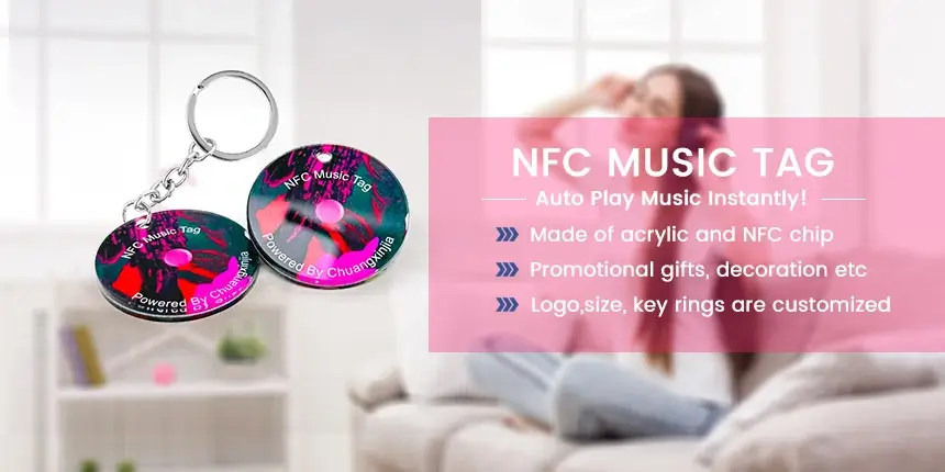 dia40mm acrylic nfc music tag nfc album cd keychains