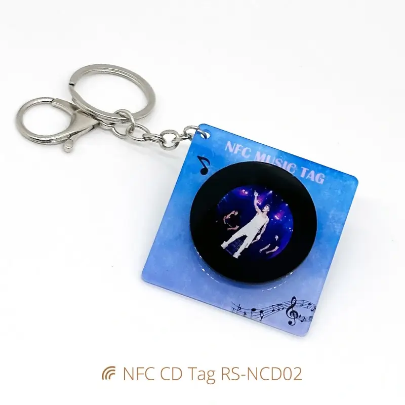 Rotatable Acrylic NFC Music Keychain Mini CD NFC Pendants