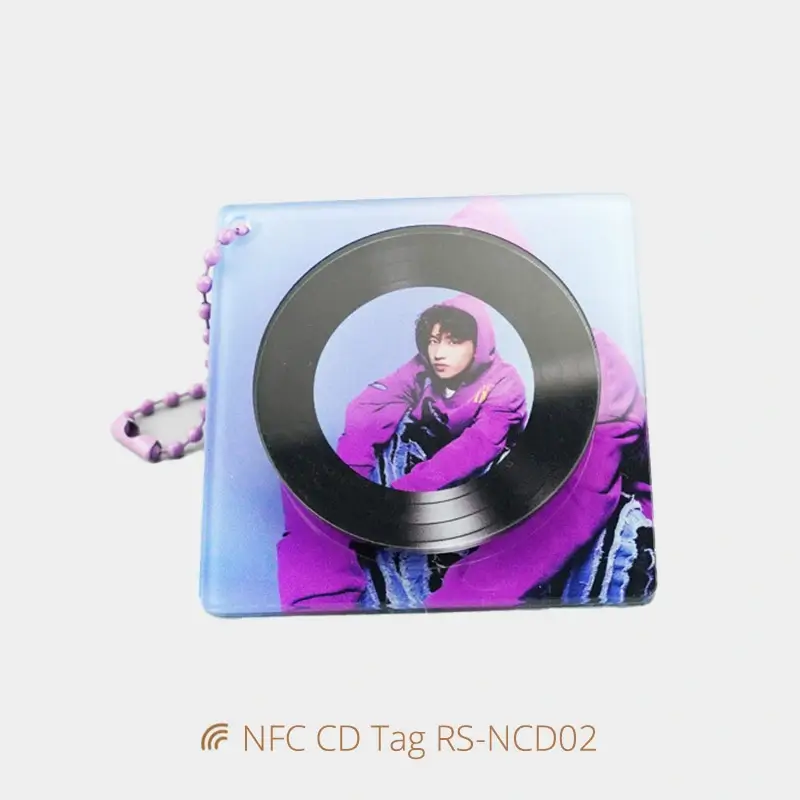 Rotatable Acrylic NFC Music Keychain Mini CD NFC Pendants