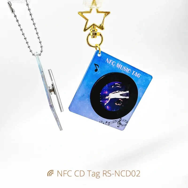Rotatable Acrylic NFC Music Keychain Mini CD NFC Pendants