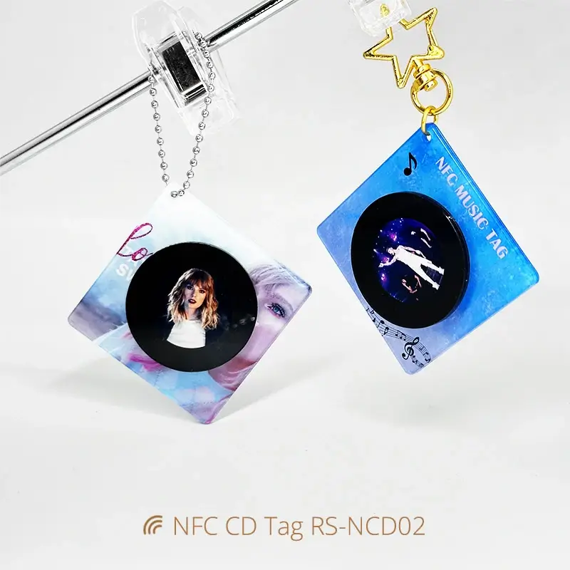 Rotatable Acrylic NFC Music Keychain Mini CD NFC Pendants