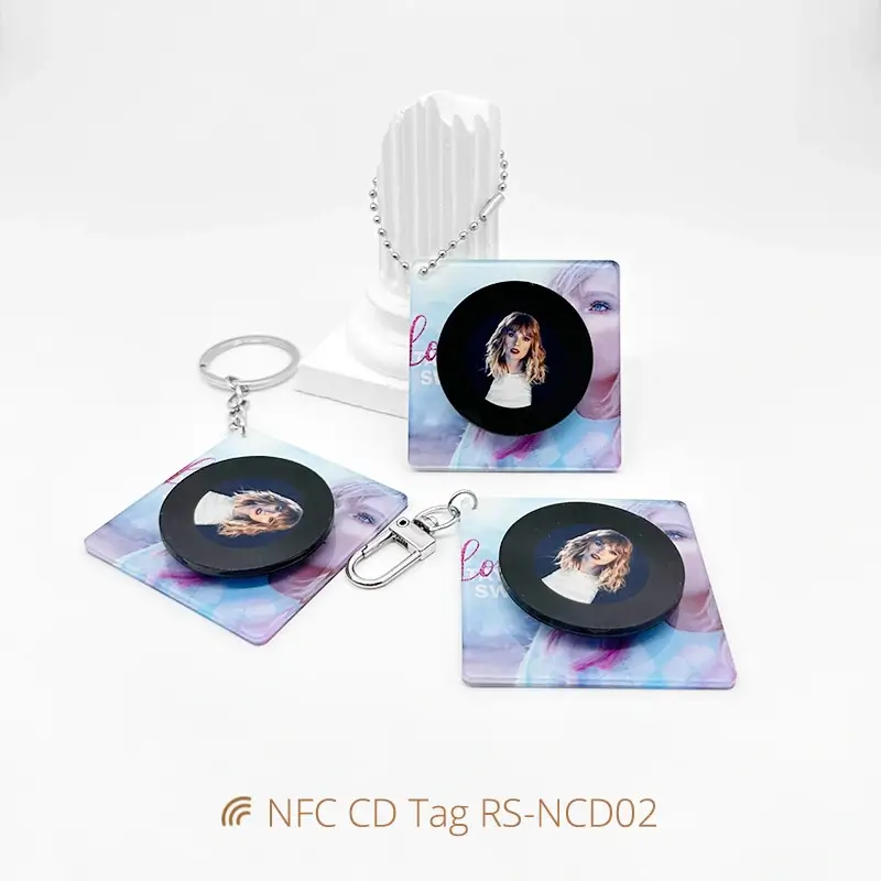 Rotatable Acrylic NFC Music Keychain Mini CD NFC Pendants