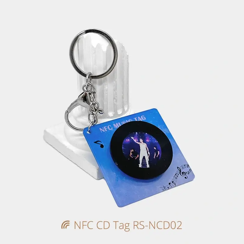 Rotatable Acrylic NFC Music Keychain Mini CD NFC Pendants