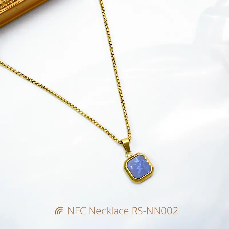 Stylish NFC Necklace Stainless Steel & Turquoise Pendant