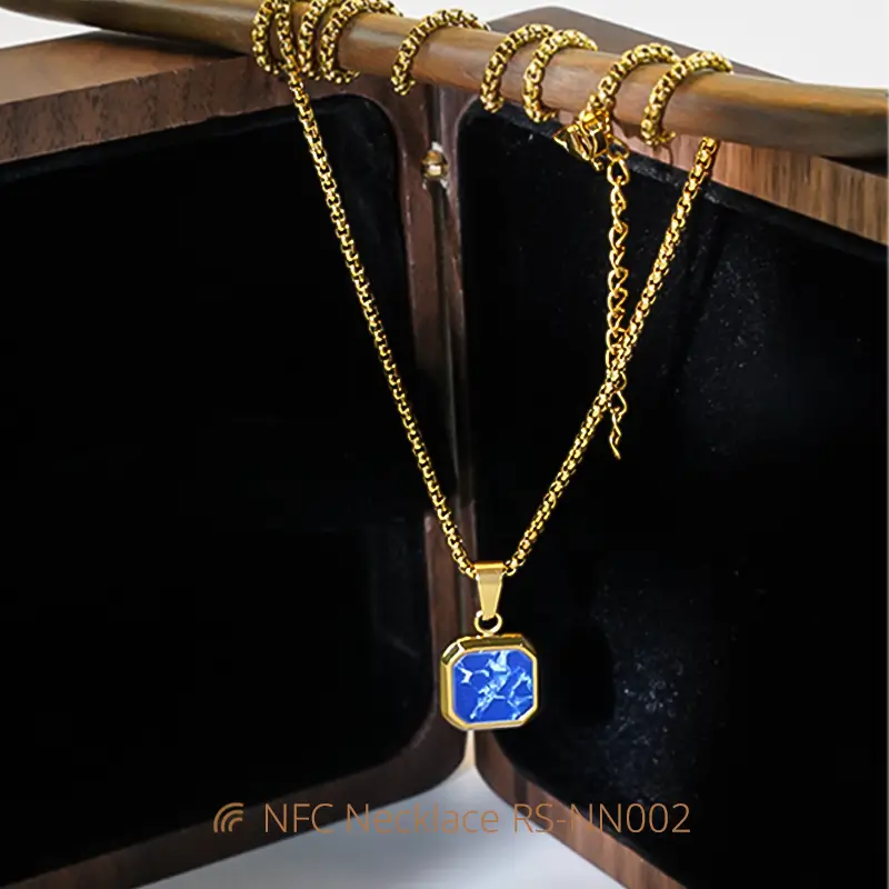 Stylish NFC Necklace Stainless Steel & Turquoise Pendant
