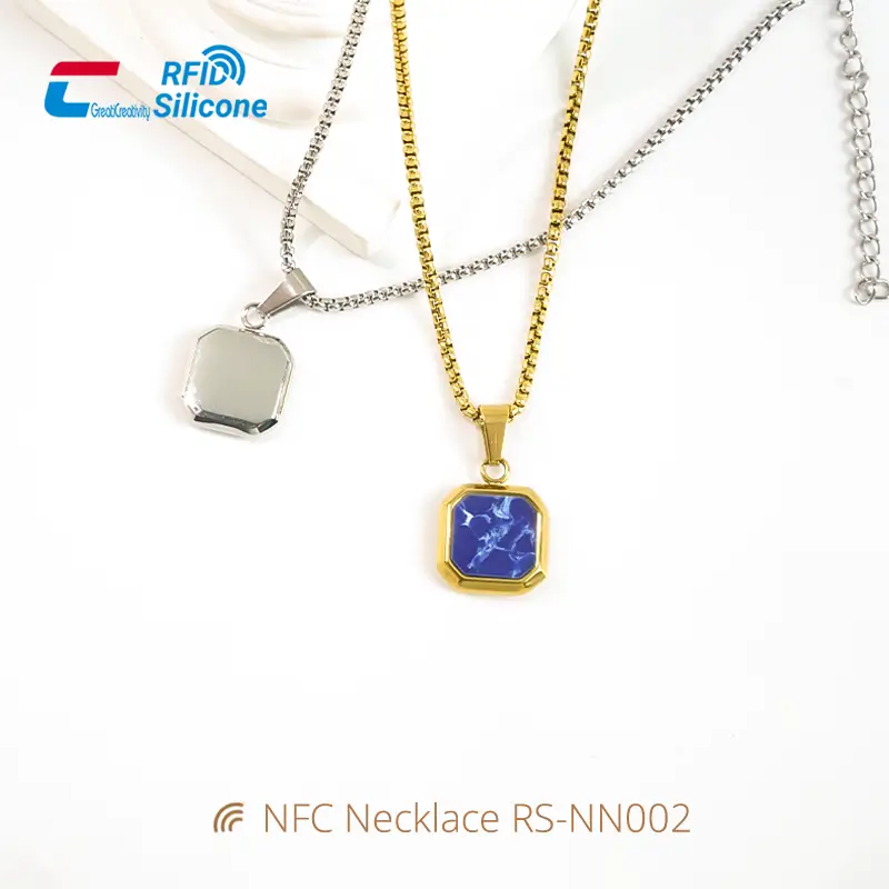 Stylish NFC Necklace Stainless Steel & Turquoise Pendant