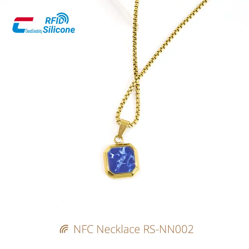 Stylish NFC Necklace Stainless Steel & Turquoise Pendant
