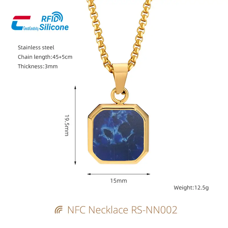 Stylish NFC Necklace Stainless Steel & Turquoise Pendant