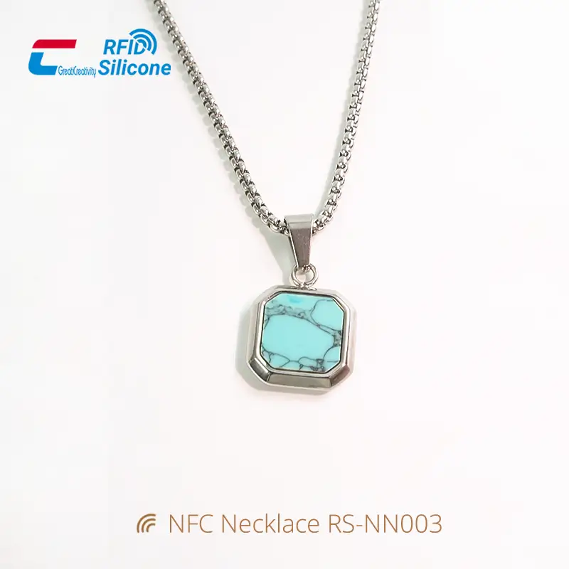 Digital NTAG213 NFC Pendant Necklaces Gold/Silver Chain