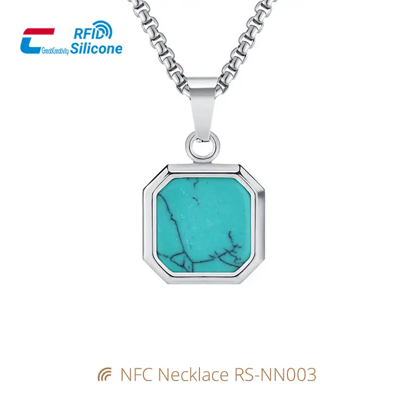 Digital NTAG213 NFC Pendant Necklaces Gold/Silver Chain