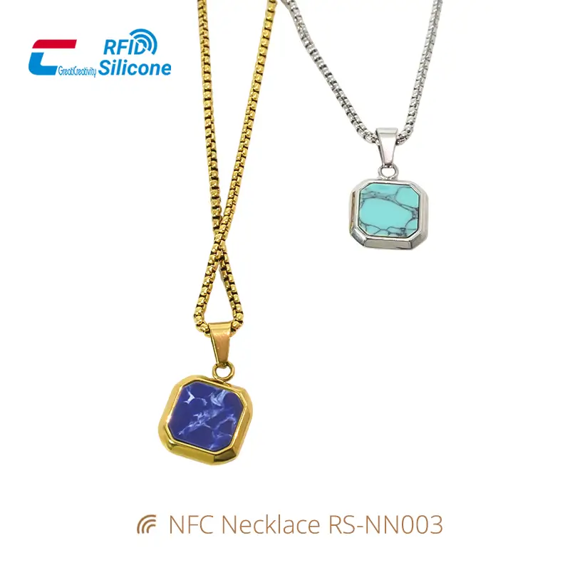 Digital NTAG213 NFC Pendant Necklaces Gold/Silver Chain