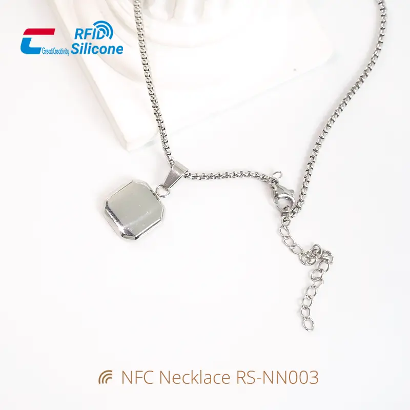 Digital NTAG213 NFC Pendant Necklaces Gold/Silver Chain