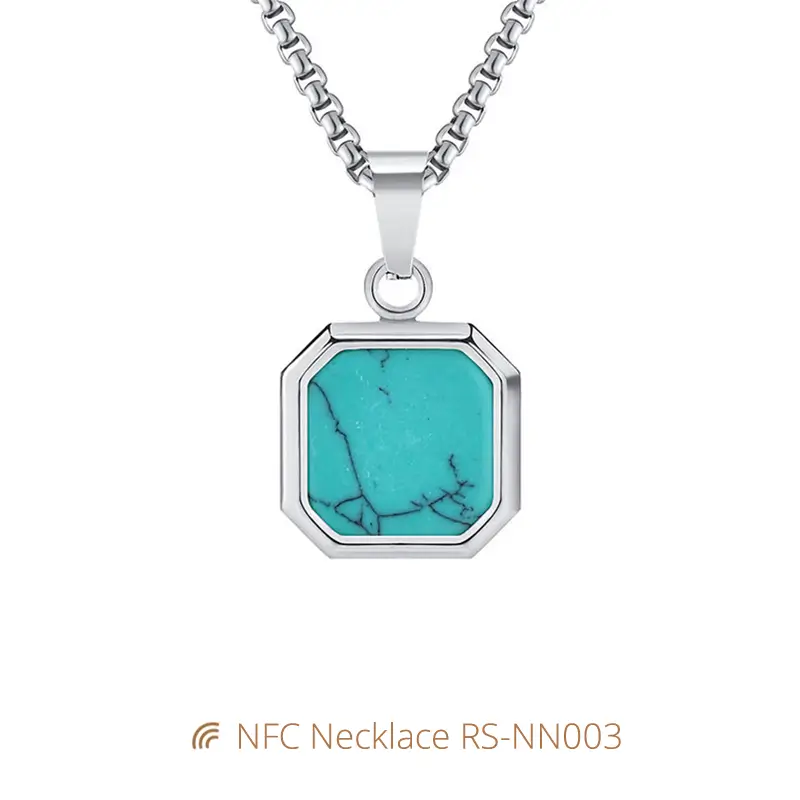 Digital NTAG213 NFC Pendant Necklaces Gold/Silver Chain