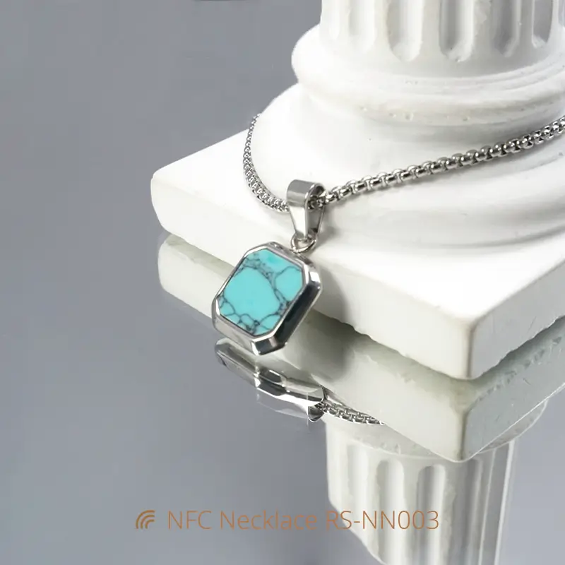 Digital NTAG213 NFC Pendant Necklaces Gold/Silver Chain