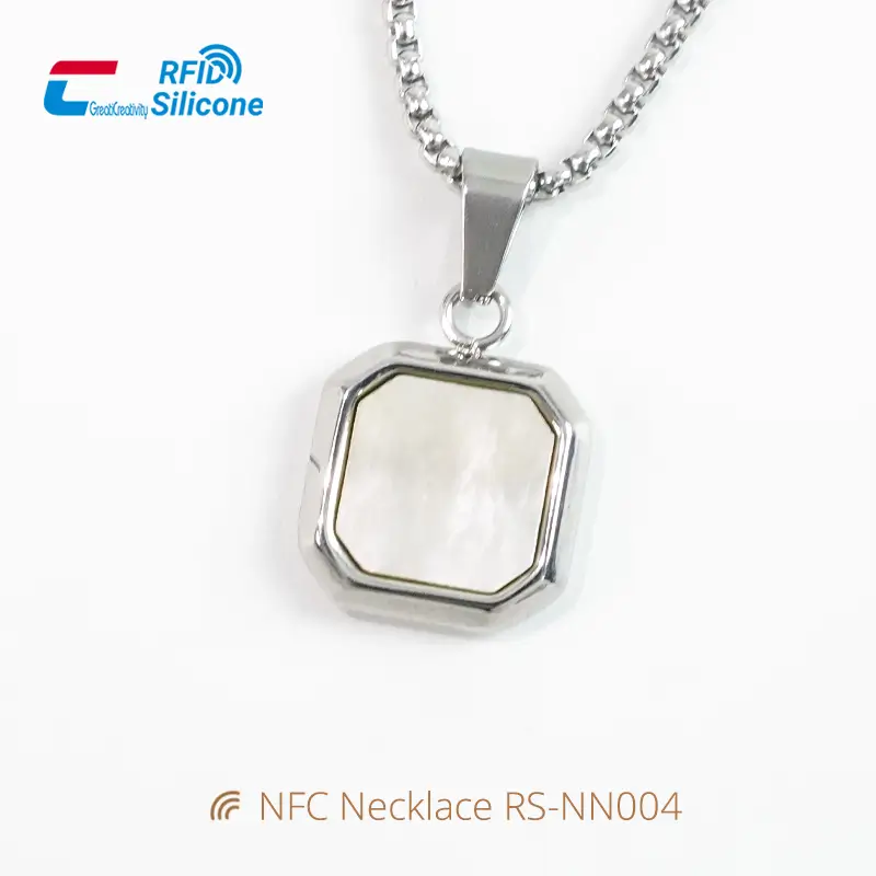 Smart NFC Jewelry Necklace with Stainless Steel & Shell