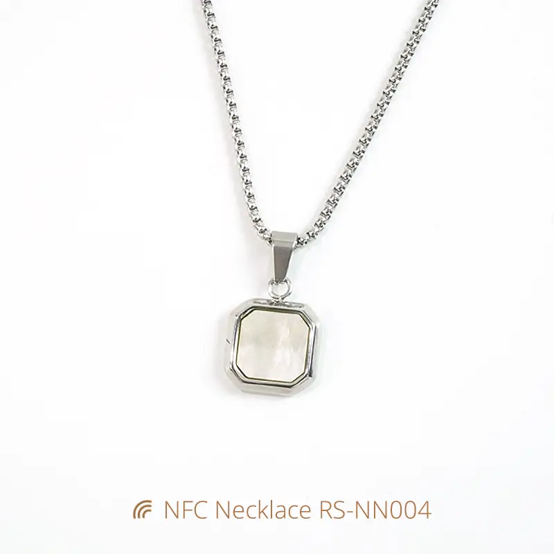 Smart NFC Jewelry Necklace with Stainless Steel & Shell